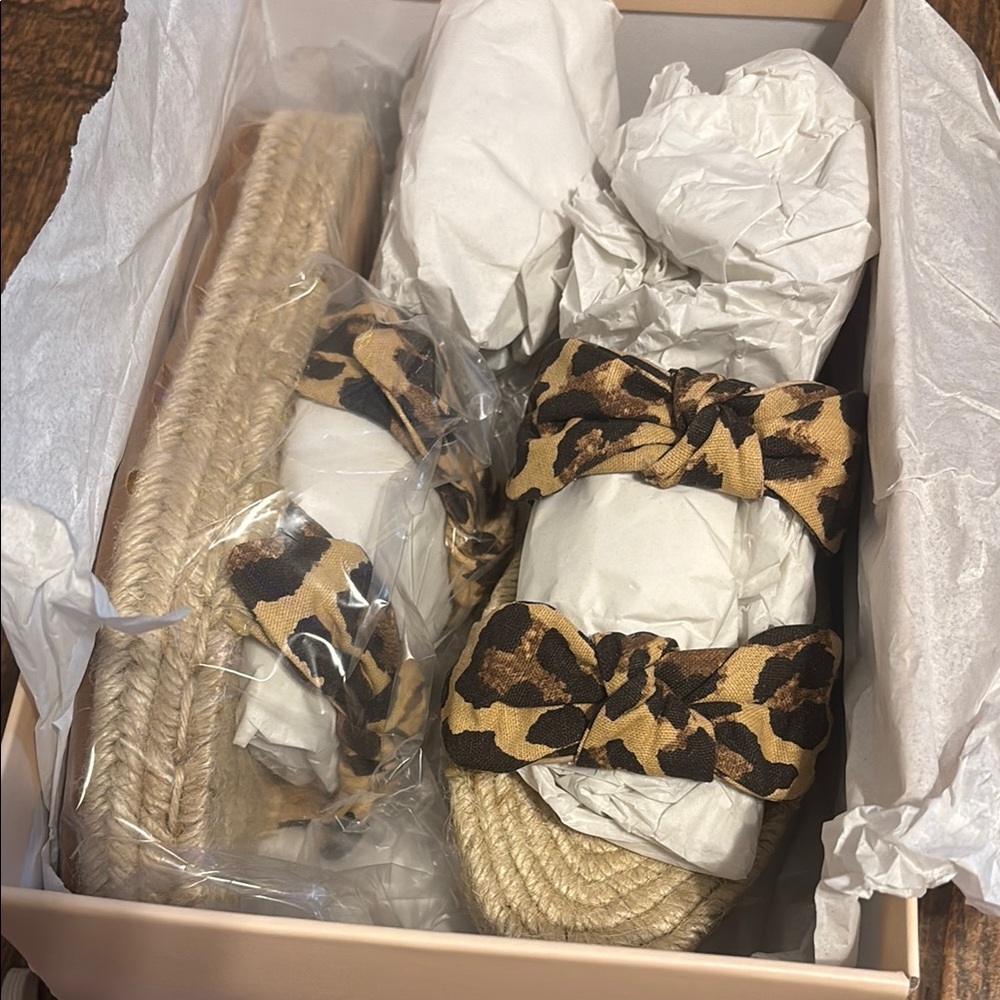 Loeffler Randall Leopard Bow Espadrille Slides